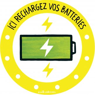 "Ici, rechargez vos batteries" - Marquage sol autocollant - covid